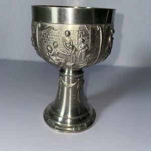 SKS ZINN PEWTER GOBLET WINE GLASS.